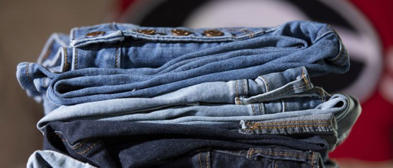 jeans piled up