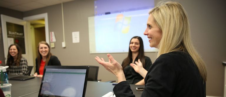 Woman talking in financial planning session