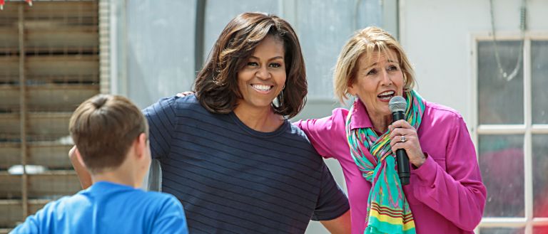 Michelle Obama with woman and child 